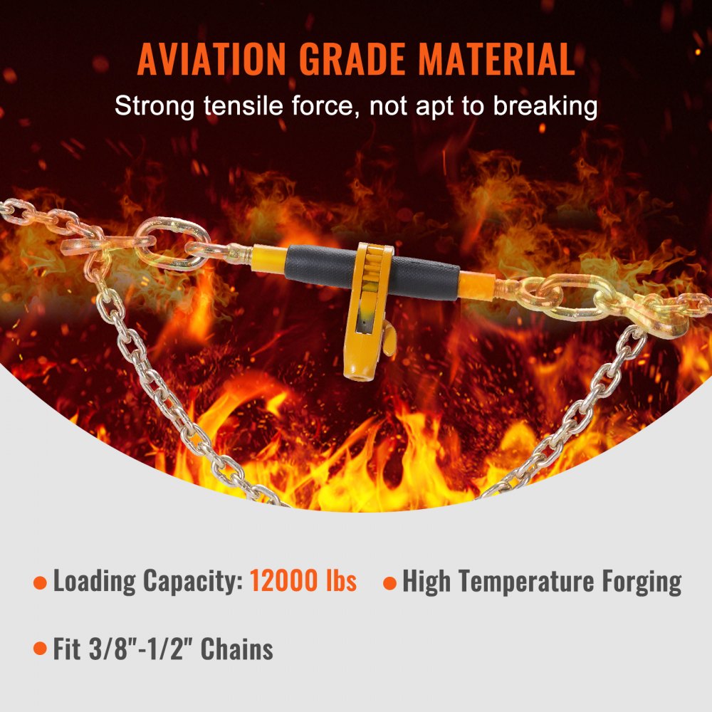 VEVOR Spärrkedjebindare, 3/8"-1/2" Heavy Duty lastbindare, med G80-krokar 12000 lbs Säker lastgräns, arbetsbesparande antisladdhandtag, bindning av dragkedjebindare för lastbilssläp med flak, 4 st.