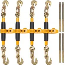 VEVOR Ratchet Chain Binder, 3/8"-1/2" Heavy Duty Load Binders, with G80 Hooks 12000 lbs Secure Load Limit, Labor-saving Anti-skid Handle, Tie Down Hauling Chain Binders for Flatbed Truck Trailer, 4 Pc
