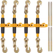 VEVOR Ratchet Chain Binder, 0.9-1.27 cm Heavy Duty Load Binders, with G80 Hooks 5443 kg Secure Load Limit, Labor-saving Anti-skid Handle, Tie Down Hauling Chain Binders for Flatbed Truck Trailer, 4 Pc