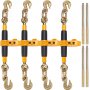 VEVOR 4PCS Ratchet Chain Binder, 5/16"-3/8" Heavy Duty Load Binders, with G80 Hooks 7,100 lbs Secure Load Limit, Labor-saving Anti-skid Handle, Tie Down Hauling Chain Binders for Flatbed Truck Trailer