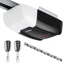 VEVOR Garage Door Opener 1000N Pulling Force Heavy Duty Chain Drive Opener, for Residential Garage, Includes Durable 4-Section Rail, 2 Remotes & LED Lighting, One-Touch In-Car Control, Black & White