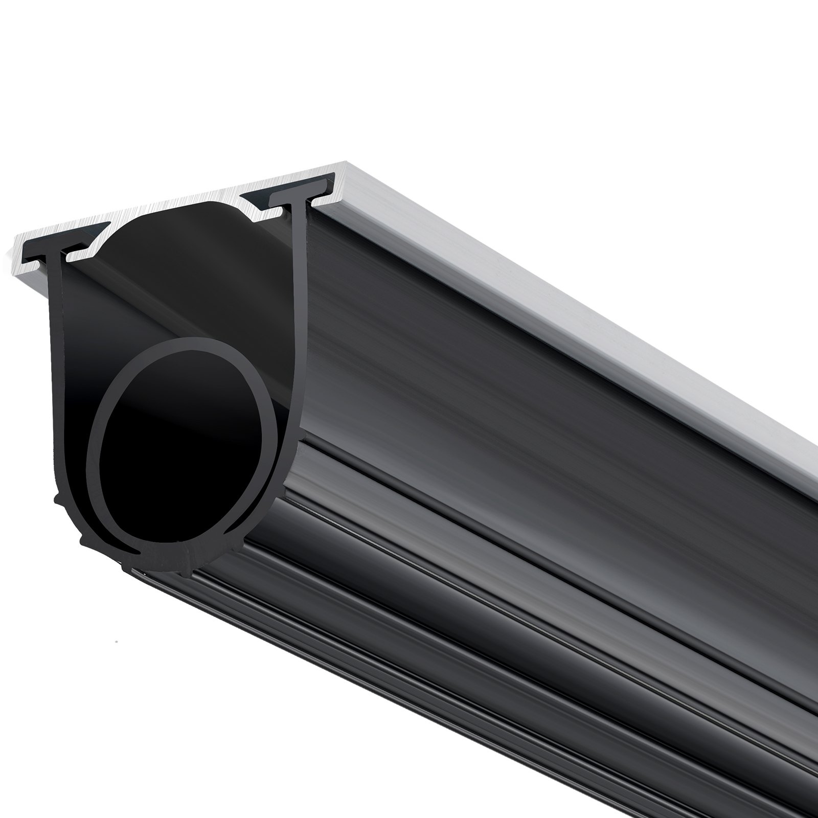 VEVOR Garage Door Seals Bottom Rubber, U Shape +O Ring Combination Garage Door Weather Stripping with Pre-drilled Aluminum Track Retainer Kit, 5/16 inch T-ends and 3 3/4 inch Width (16 Ft, Black)