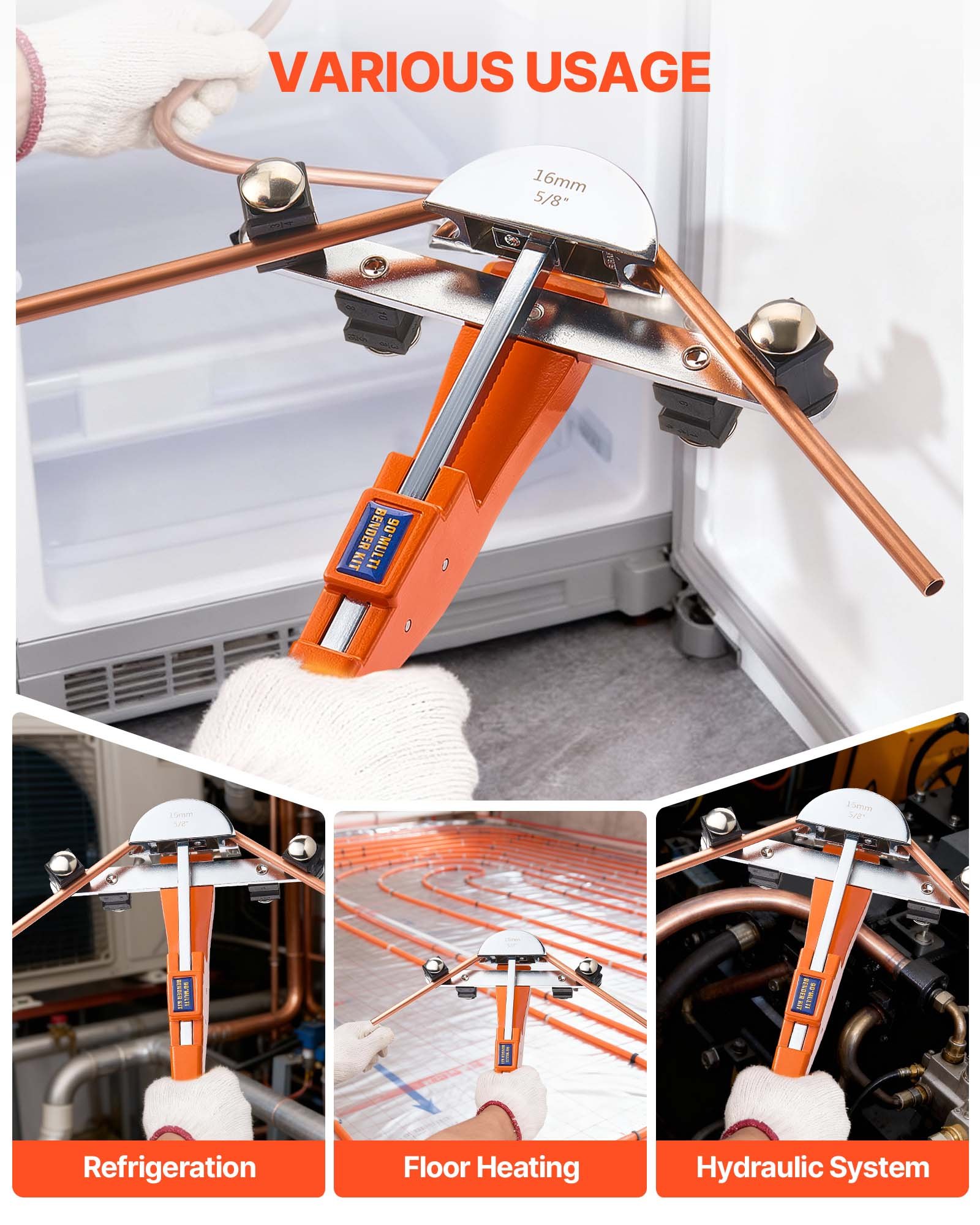 VEVOR Tubing Bender Kit, 6 mm to 22 mm, Compact Ratcheting Tube Pipe Bender, Forward/Reverse Hand Bending Tool, with 7 Aluminium Alloy Dies, for Copper HVAC Air Conditioning Refrigeration Auto Repair