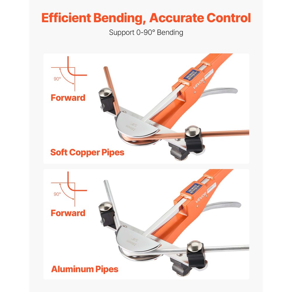 VEVOR Tubing Bender Kit, 6 mm to 22 mm, Compact Ratcheting Tube Pipe Bender, Ratchet Hand Bending Tool, with 7 Aluminium Alloy Dies, HVAC Tools, for Copper Aluminum HVAC Refrigeration Maintenance