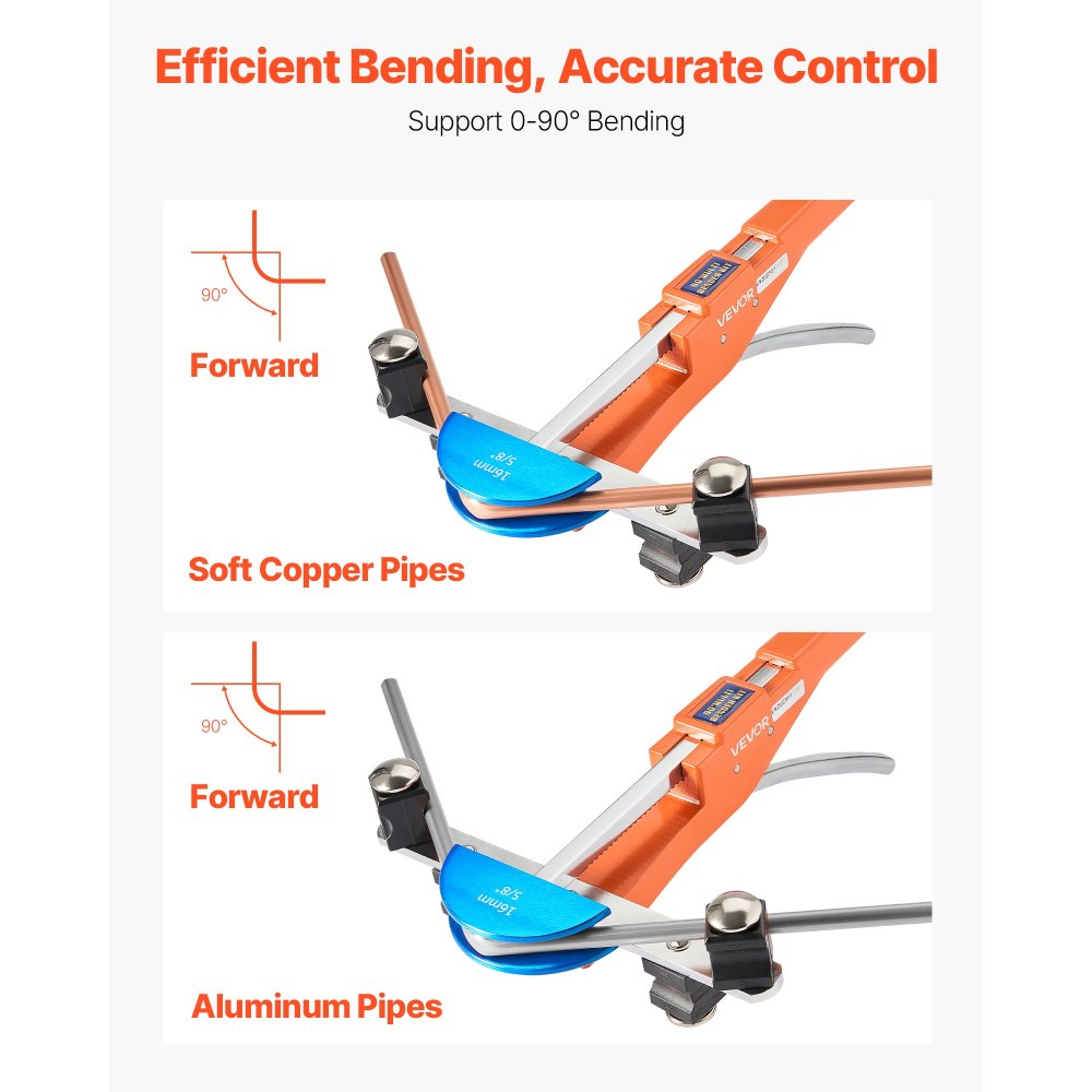 VEVOR Tubing Bender Kit, 6 mm to 22 mm, Compact Ratcheting Tube Pipe Bender, Ratchet Hand Bending Tool, with 7 Color Aluminium Alloy Dies, HVAC Tools, for Copper HVAC Air Conditioning Refrigeration