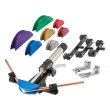 VEVOR Hydraulic Tubing Bender Kit, 1/4 to 7/8 Inch, Copper Tube Pipe Bender, Forward/Reverse HVAC Bending Tool, with 7 Color Aluminium Alloy Dies, for HVAC Air Conditioning Refrigeration Auto Repair