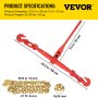 VEVOR Chain Load Binder, 5/16" Tie Down Kit with 6600LBS Working Load Capacity and Two Grab Hooks, Includes (4) Ratchet Binders - (4) 21' Grade 80 Chains, Transport Load Package for Hauling, Towing