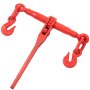 Kit de amarre de cadena VEVOR de 5/16" con capacidad de carga de trabajo de 5400 lb y dos ganchos de agarre. Incluye (4) amarres de trinquete, (4) cadenas de grado 80 de 21', paquete de transporte para acarreo y remolque.
