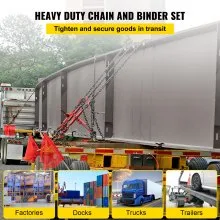 VEVOR Chain Load Binder, 5/16" Tie Down Kit w/ 6600LBS Working Load Capacity and Two Grab Hooks, Includes (4) Ratchet Binders - (4) 21' Grade 80 Chains, Transport Load Package for Hauling, Towing