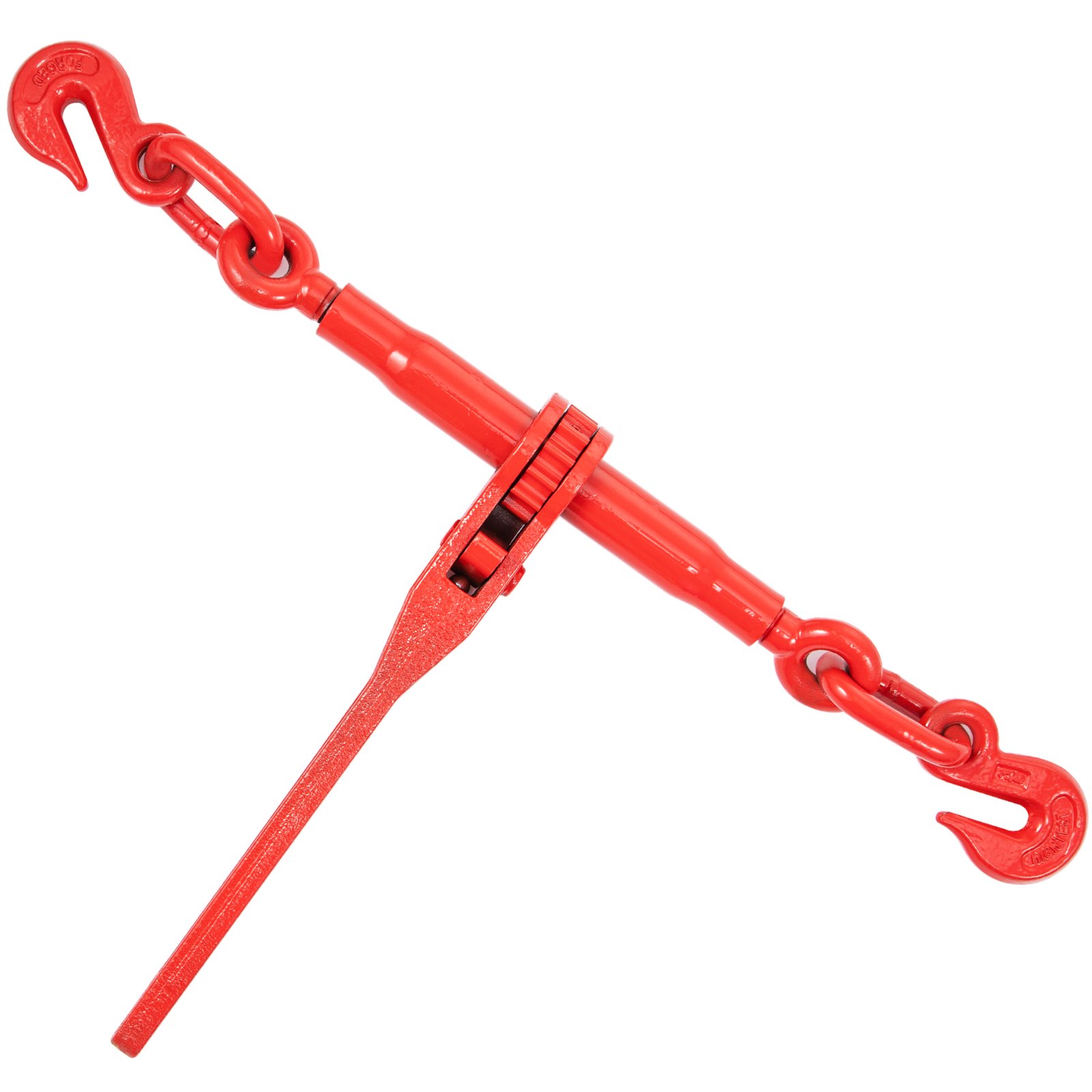 VEVOR Chain Load Binder, 8 mm Tie Down Kit with 2.45 Ton Working Load Capacity and Two Grab Hooks, Includes (4) Ratchet Binders - (4) 6.4 m Grade 80 Chains, Transport Load Package for Hauling, Towing