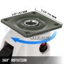 VEVOR GD-40F Nylon Wheel and NBR Pad Set of 4 Leveling Casters