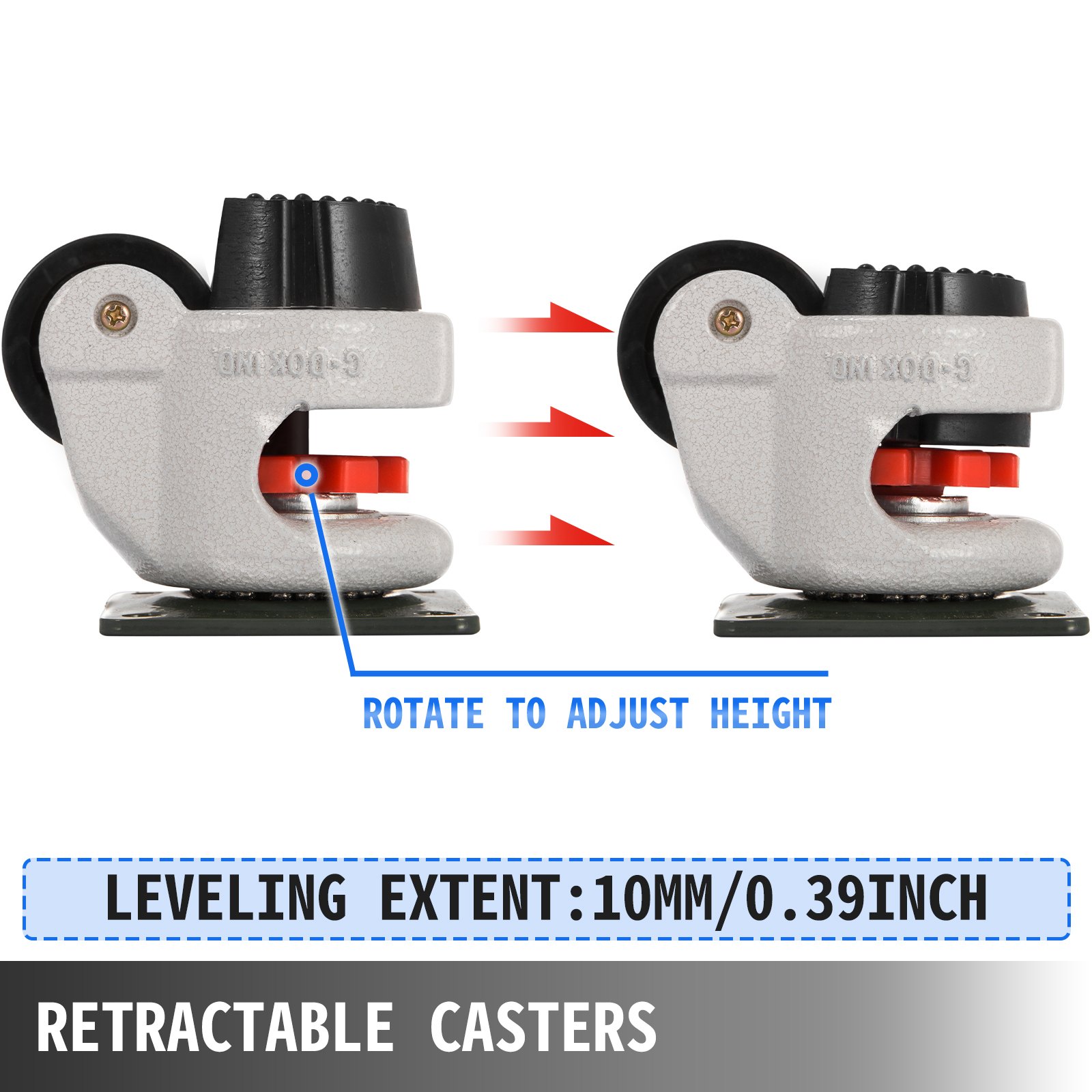 VEVOR GD-40F Nylon Wheel and NBR Pad Set of 4 Leveling Casters