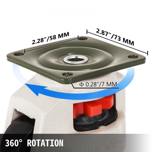 VEVOR Heavy Duty Leveling Casters, Leveling Casters Stem, Set of 4, 2" Retractable Leveling Casters for Workbench, 2200lbs Max Loading Capacity, 360-degree Swivel Casters for Industry Equipment