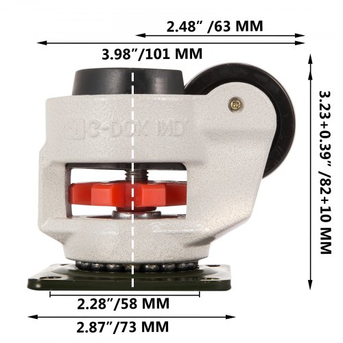 VEVOR Heavy Duty Leveling Casters, Leveling Casters Stem, Set of 4, 2" Retractable Leveling Casters for Workbench, 2200lbs Max Loading Capacity, 360-degree Swivel Casters for Industry Equipment