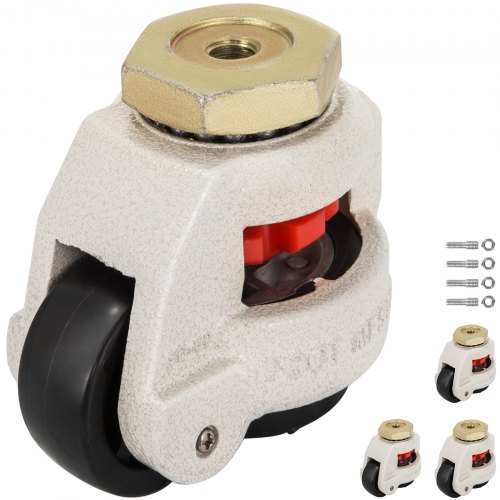 VEVOR Leveling Casters Set of 4, 2" - Self Leveling Casters Heavy Duty, 1650 Lbs Per Set - Machine Casters Stem, 0.98" x 1.38" - for Industry Equipment, Workbench, Shelves
