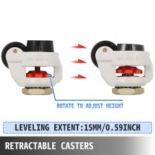 VEVOR 4 Pack Leveling Caster GD-80S Stem Mounted Footmaster Leveling Caster 500 kg per Leveling Caster Wheels Nylon Wheel and NBR Pad (GD-80S)