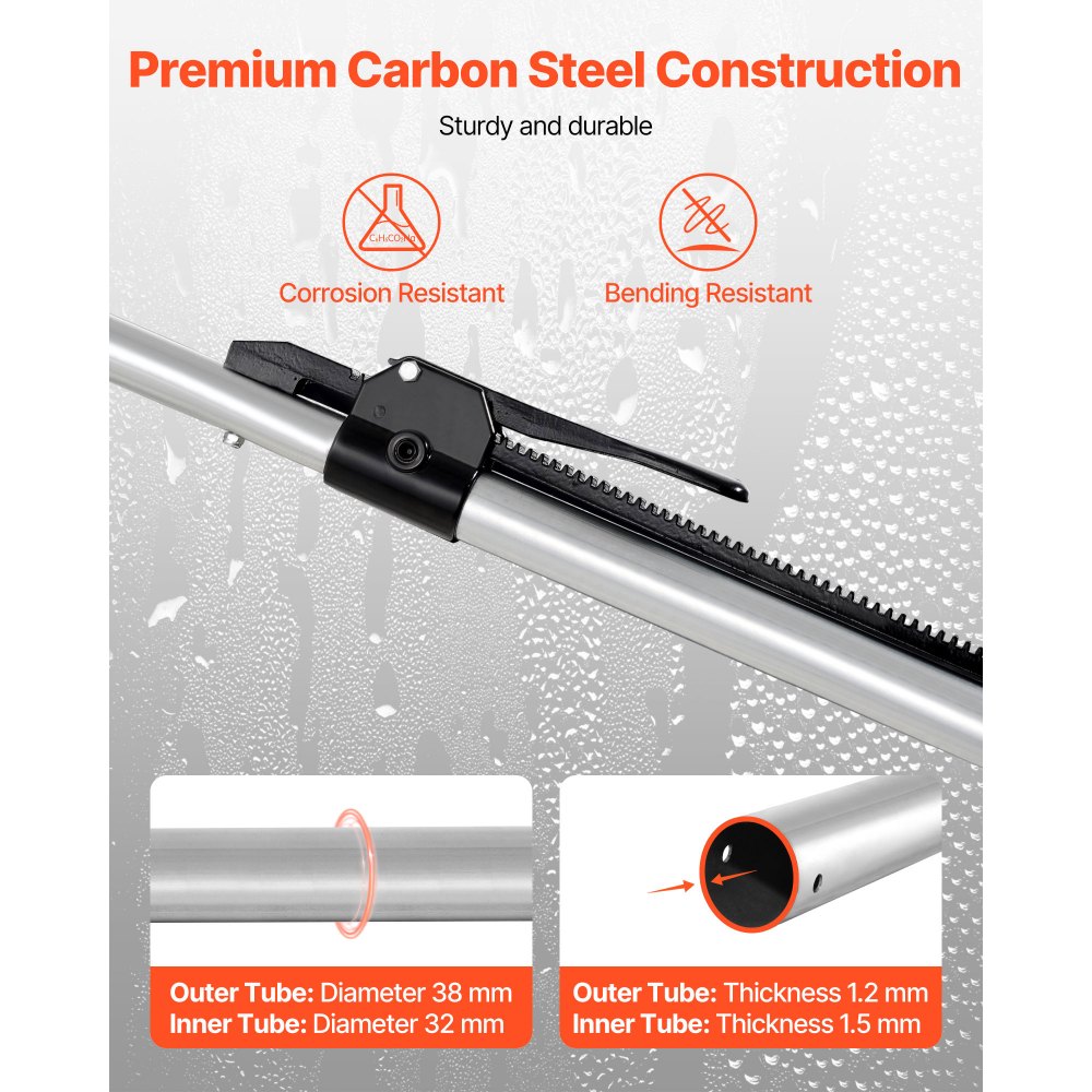 VEVOR Cargo Bar, Ratcheting Cargo Bar Adjustable from 1499mm to 1854mm, Heavy-duty Steel Cargos Stabilizer with Non-Slip Foot Pads, Telescoping Load Lock Bars for Pickup Truck