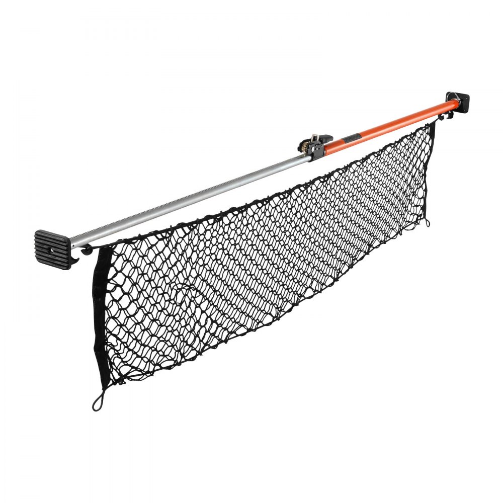 VEVOR Cargo Bar, Ratcheting Cargo Bar Adjustable from 1016mm to 1854mm, Heavy-duty Steel Cargos Stabilizer with Storage Net & Non-Slip Pads, Telescoping Load Lock Bars for SUVs, Sedans, Vans