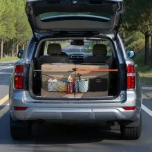 VEVOR Cargo Bar, Ratcheting Cargo Bar Adjustable from 40" to 73", Heavy-duty Steel Cargos Stabilizer with Storage Net & Non-Slip Foot Pads, Telescoping Load Lock Bars Stop Sliding for SUVs, Sedans