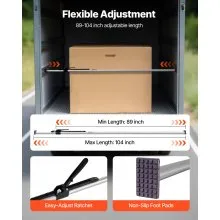 VEVOR Cargo Bar, Ratcheting Cargo Bar Adjustable from 89" to 104", Heavy-duty Steel Cargos Stabilizer with Non-Slip Foot Pads, Truck Bed Load Lock Bars for Box Trucks, Semi-Trailers, Trailers (2PCS)