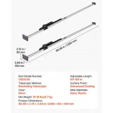 VEVOR Cargo Bar, Ratcheting Cargo Bar Adjustable from 89" to 104", Heavy-duty Steel Cargos Stabilizer with Non-Slip Foot Pads, Truck Bed Load Lock Bars for Box Trucks, Semi-Trailers, Trailers (2PCS)