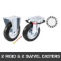 8" Casters 2 Rigid & 2 Swivel Rubber Steel Steel Floor Protection No Noise
