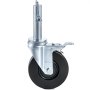 VEVOR 4 Pack 5" Scaffolding Rubber Swivel Caster Wheels with Dual Locking Heavy Duty Casters 1" Solid Round Stem 280LBS Capacity Per Wheel for Warehousing and Industrial Equipment