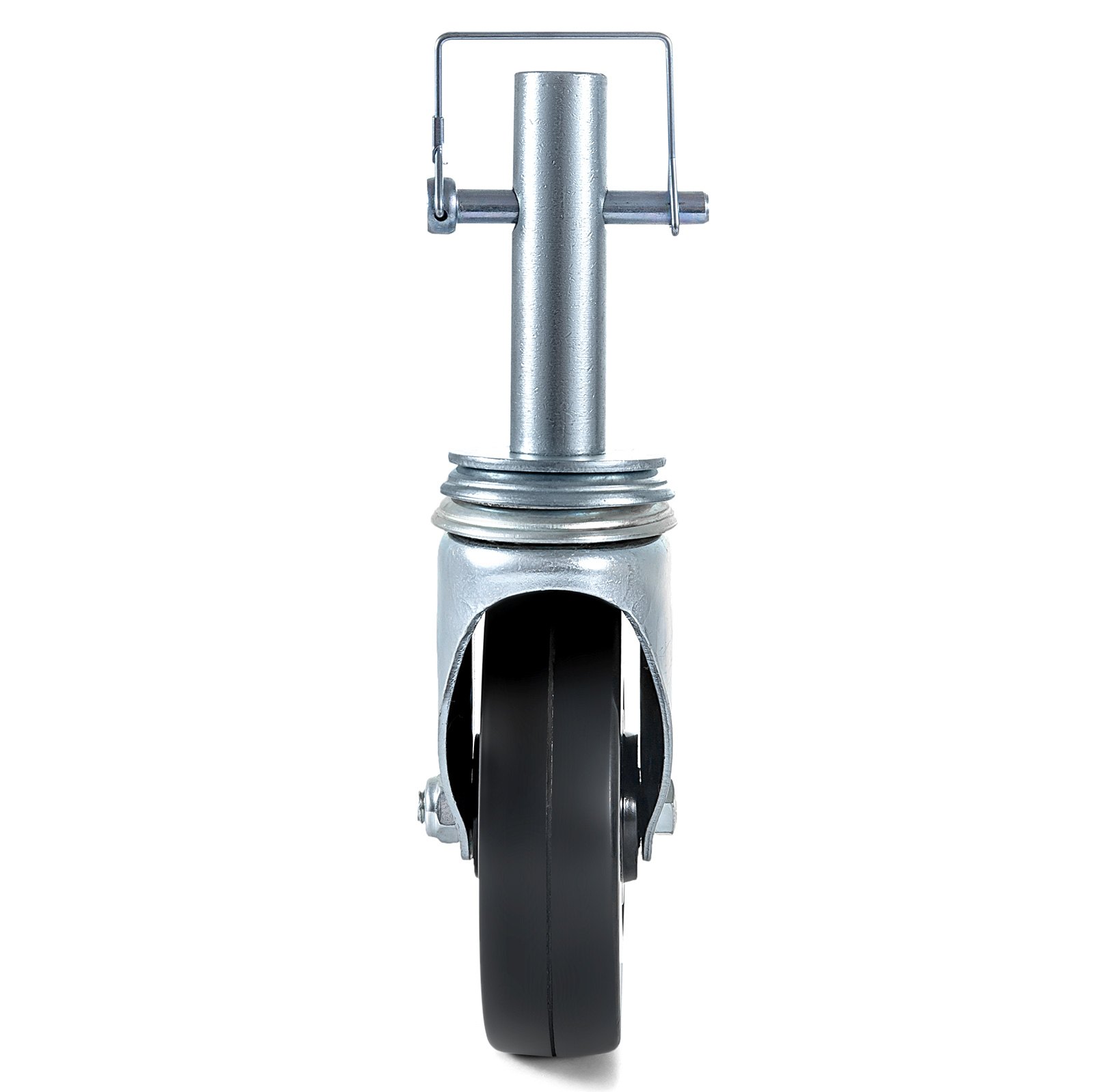 4 Pack 5" Heavy Duty Scaffolding Rubber Swivel Caster With Dual Locking 1" Solid Round Stem 280LBS Capacity Per Wheel