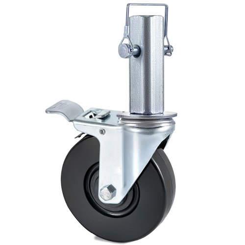 VEVOR 4 Pack 5Inch Scaffolding Rubber Swivel Caster Wheels with Dual Locking Heavy Duty Casters 1.25Inch Square Stem 440LBS Capacity per Wheel