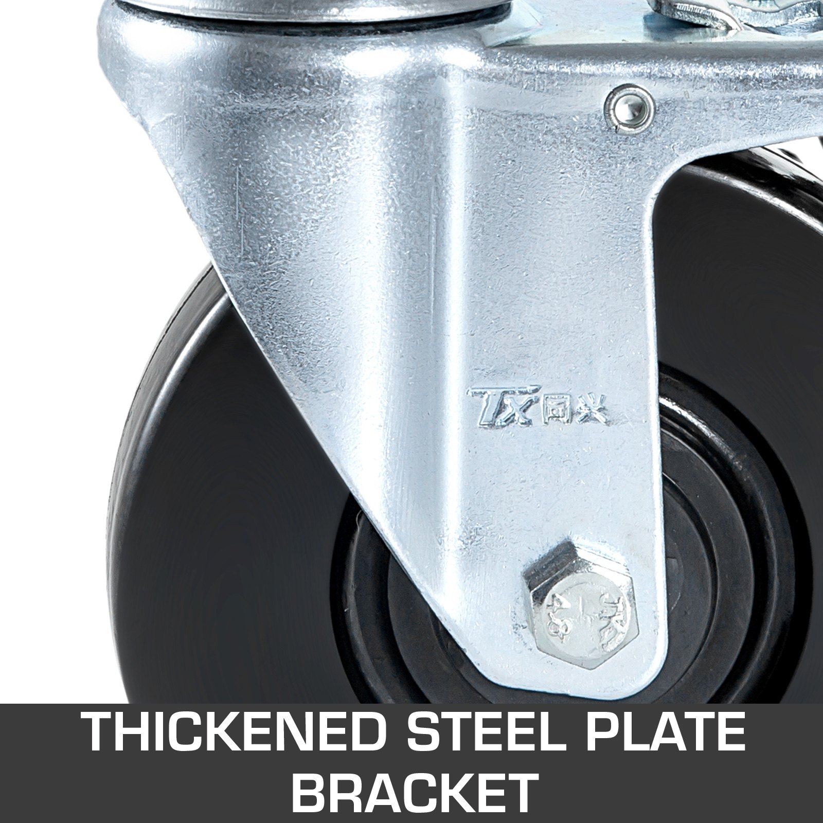 VEVOR 4 Pack 5Inch Scaffolding Rubber Swivel Caster Wheels with Dual Locking Heavy Duty Casters 1.26 Inch Square Stem 440LBS Capacity per Wheel