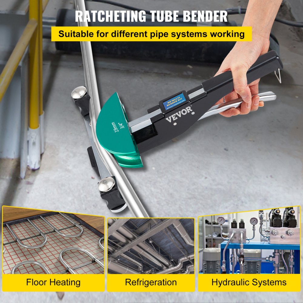 VEVOR Copper Pipe Bender, 7 Colorful Dies 1/4-7/8 inch 90 Degrees Forward and Reverse Bending, 6-22 mm for Copper & Aluminum Tubes with Reverse Bend Attachment