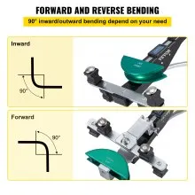 VEVOR Copper Pipe Bender, 7 Colorful Dies 1/4-7/8 inch 90 Degrees Forward and Reverse Bending, 6-22 mm for Copper & Aluminum Tubes with Reverse Bend Attachment