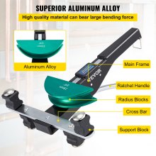 VEVOR Copper Pipe Bender, 7 Colorful Dies 1/4-7/8 inch 90 Degrees Forward and Reverse Bending, 6-22 mm for Copper & Aluminum Tubes with Reverse Bend Attachment