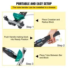 VEVOR Copper Pipe Bender, 7 Colorful Dies 1/4-7/8 inch 90 Degrees Forward and Reverse Bending, 6-22 mm for Copper & Aluminum Tubes with Reverse Bend Attachment
