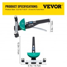 VEVOR Copper Pipe Bender, 7 Colorful Dies 1/4-7/8 inch 90 Degrees Forward and Reverse Bending, 6-22 mm for Copper & Aluminum Tubes with Reverse Bend Attachment