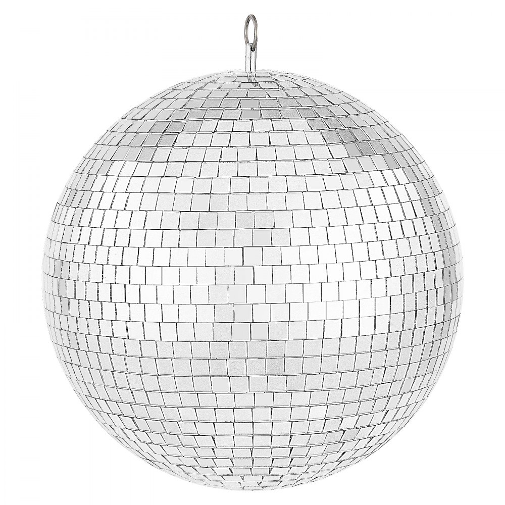 Mirror Disco Ball 12 Inch Silver Party Disco Ball with Hanging Ring