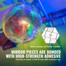 Mirror Disco Ball 12 Inch Silver Party Disco Ball with Hanging Ring