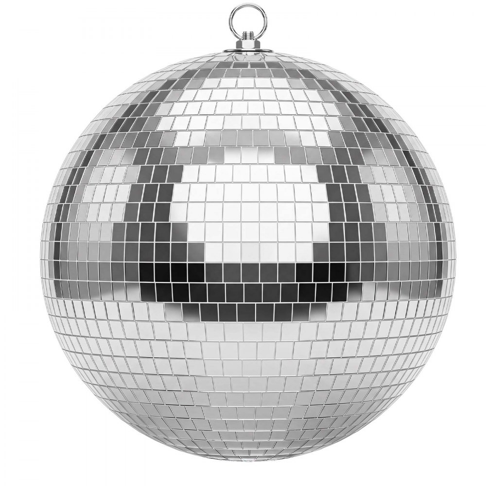 VEVOR Mirror Disco Ball 300 mm Silver Reflective Ball with Hanging Ring, for Party Home Decoration Stage Props DJ Dance Club, 2 Mirror Tile Sizes, Reflects Light, Large Wedding Music Birthday Decor