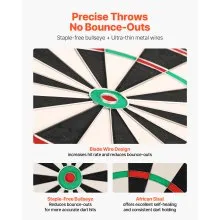 VEVOR Dart Board, High-Grade Self-Healing Sisal Fiber Dartboard with Staple-Free Bullseye, Blade Wire & Rotating Number Ring, 450mm Professional Dartboard for Home Party Game Room (Darts Not Included)