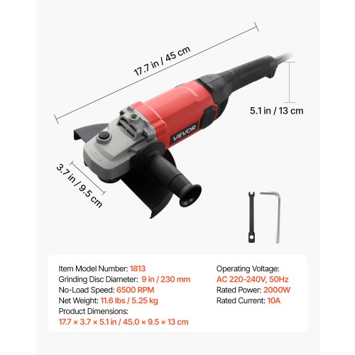 Nurklihvija 230 mm, 2000 W, 6500 p/min — pilt 7