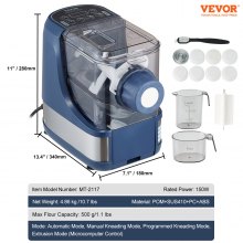 VEVOR Machine à pâtes électrique, machine à nouilles automatique 150 W avec 8 formes de pâtes, 4 modes intelligents, capacité de farine 500 g, machine à pâtes avec tasses à mesurer, brosse de nettoyage pour la cuisine domestique