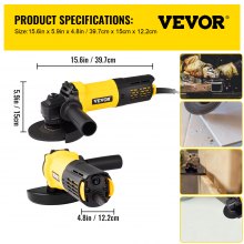 VEVOR Angle Grinder, 4-1/2 Inch Powerful Grinder Tool 11Amp Power Grinder with Paddle Switch and 360° Rotational Guard, 12000rpm Power Angle Grinders for Cutting and Grinding Metal, Stone, Wood, etc