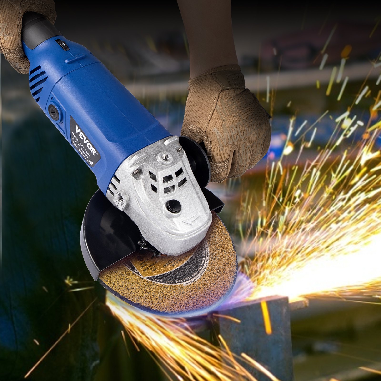VEVOR Angle Grinder, 9 Inch Powerful Grinder Tool 15 Amp Power Grinder with Variable Speed and 360° Rotational Guard, 8000rpm Power Angle Grinders for Cutting and Grinding Metal, Stone, Wood, etc