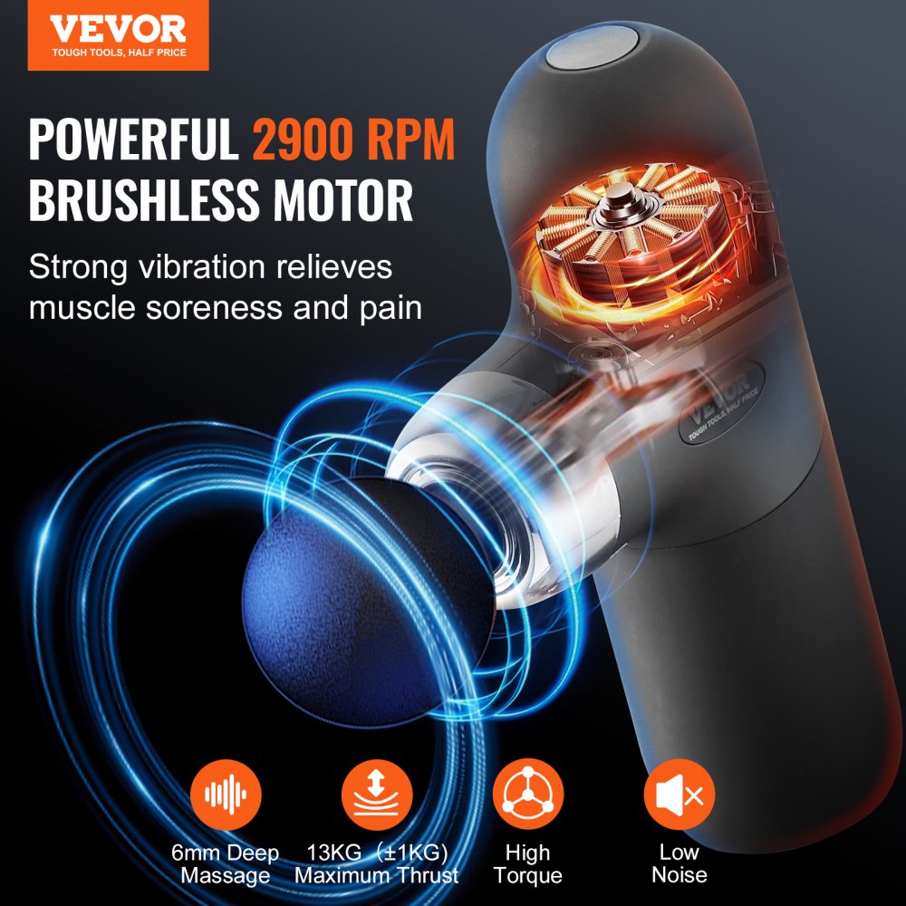 VEVOR Mini Massage Gun Deep Tissue, Percussion Muscle Massage Gun Portable for Athletes, Small Massage Gun Handheld for Pain Relief, Muscle Relaxation with 4 Speed Levels, 7.4V 2500mAh