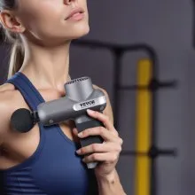 VEVOR Massage Gun Deep Tissue, Percussion Muscle Massager for Athletes - with 5 Speed Levels & 6 Massage Heads, 7.4V 2500mAh Batteries, Handheld Electric Massage Gun for Pain Relief, Muscle Relaxation