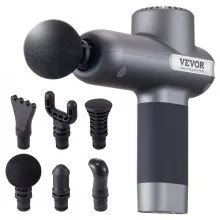 VEVOR Massage Gun Deep Tissue, Percussion Muscle Massager for Athletes - with 5 Speed Levels & 6 Massage Heads, 7.4V 2500mAh Batteries, Handheld Electric Massage Gun for Pain Relief, Muscle Relaxation