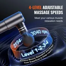 VEVOR Massage Gun Deep Tissue, Percussion Mini Muscle Massage Gun for Athletes - with 4 Speed Levels & 4 Massage Heads, 12V 2500mAh Batteries, Handheld Massage Gun for Pain Relief, Muscle Relaxation