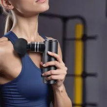 VEVOR Massage Gun Deep Tissue, Percussion Mini Muscle Massage Gun for Athletes - with 4 Speed Levels & 4 Massage Heads, 12V 2500mAh Batteries, Handheld Massage Gun for Pain Relief, Muscle Relaxation