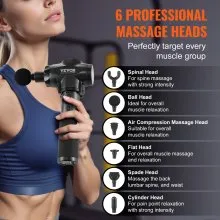 VEVOR Massage Gun Deep Tissue with 9 Speed Levels & 6 Massage Heads, 24V 2500mAh Batteries, Percussion Muscle Massager for Athletes, Handheld Electric Massage Gun for Pain Relief, Muscle Relaxation