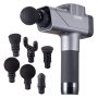 VEVOR massage gun with six interchangeable massage heads for targeted muscle relief, shown in gray and black.